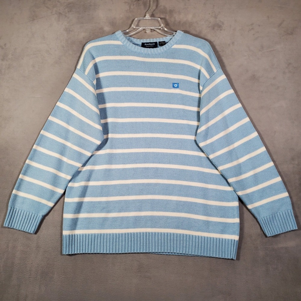 Southpole Sweater Mens XL Pastel Blue White‎ Stripe Oversized Hip Hop Y2k Retro